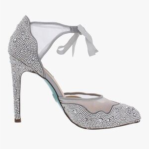 Betsey Johnson Silver Heels with Rhinestones